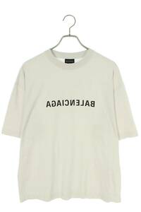 バレンシアガ BALENCIAGA 22AW 612966 TNVV8 サイズ:XS ダメージ加工リバースロゴプリントTシャツ 中古 SB01