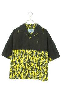  Prada PRADA 181AW Poplin Dahlia Flame Shirt UCS318 size :M banana frame print cotton short sleeves shirt used SB01