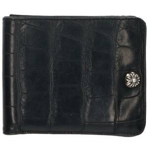 クロムハーツ Chrome Hearts 1SNAP ALLIGATOR/1スナップアリゲーター クロスボタンアリゲーターレザーウォレット財布 中古 SS07