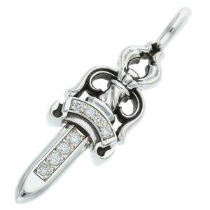 クロムハーツ Chrome Hearts DOUBLE DAGGER P D ダブルダガー アフターPAVEダイヤ シルバーネックレストップ 中古 OS06