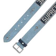 シュプリーム SUPREME エイチティーシー 23SS HTC STUDDED BELT サイズ:L ロゴスタッズデニムベルト 中古 BS99_画像2