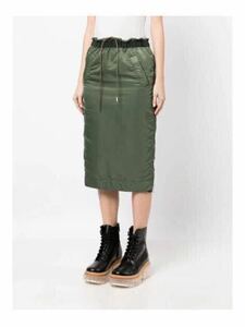 【美品】sacai サカイNylon Twill Skirt カーキ　サイドジッパープリーツ　2way スカート サイズ 1