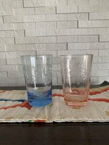 切子グラス 昭和レトロガラスコップ2個セット　アンティーク