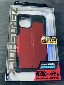 シルバー　ブラック　レッド　3色　ELECOM ZEROSHOCK iPhone 12mini 5.4インチ ケース　衝撃吸収 フィルム付属　ゼロショック Apple 