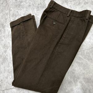 S @ 履き心地抜群 '高級紳士服' BROOKS BROTHERS ブルックスブラザーズ 高品質 COTTON テーパード スラックスパンツ W30 ボトムス 古着