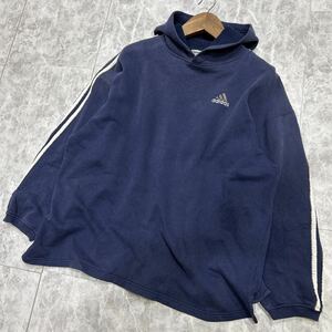 A @ 古着 '希少 90's ビンテージ' adidas アディダス 大きいサイズ COTTON スウェット プルオーバー パーカー XL メンズ 上着 アウター 