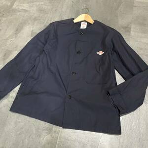 C ▼ 洗練されたデザイン!! '日本製' DANTON vetements de travail ダントン コットン100% ボタン ノーカラー ジャケット size:40 NAVY