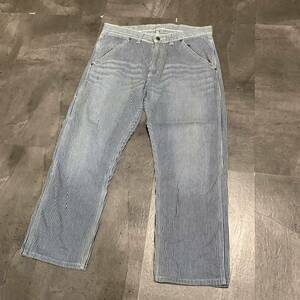  C ▼ 都会のカジュアルウェア '履き心地抜群' Carhartt カーハート ストライプ柄 コットン100% ペインターパンツ size:34 ボトムス BLUE