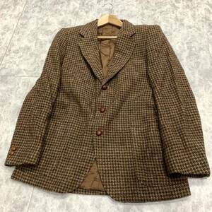 L▼ 洗練されたデザイン!! '着心地抜群' HARRIS TWEED ハリスツイード チェック柄 くるみボタン ツイードウール テーラードジャケット 52R6