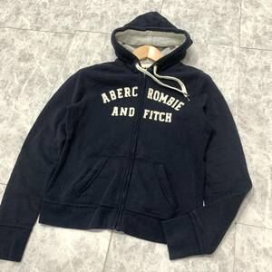 M ▼ 着心地抜群!! 'ロゴ刺繍' Abercrombie＆Fitch アバクロンビーアンドフィッチ ジップアップ スウェット パーカ / フーディ size:L 