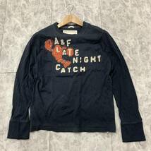 JJ ▼ 都会のカジュアルウェア 'ロゴ刺繍' Abercrombie＆Fitch アバクロンビーアンドフィッチ コットン100% 長袖 Tシャツ / カットソー S_画像2