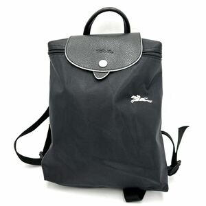 A @ superior article France made ' feeling of luxury overflow ' LONGCHAMP Long Champ LOGO embroidery rucksack / backpack woman bag Day Pack BLACK lady's 