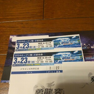 通路側 3/23(土) 中日vsロッテ 外野応援ライトペア