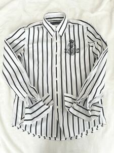 Ralph Lauren ラルフローレン　エンブレム刺繍　ストライプ　コットンシャツ