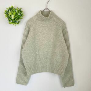 【ZARA】ハイネック ソフトニットセーター S くすみグリーン お花見 公園 無地 長袖 ¥3,980→¥3,220 お値下げ！