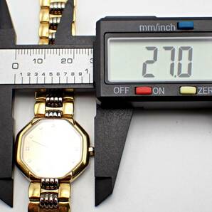 1円～★Christian Dior クリスチャンディオール 48.133 オクタゴン QZ 白文字盤 デイト レディース腕時計 / P532910の画像8