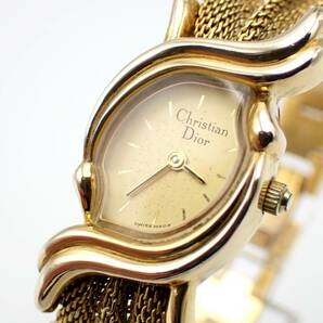 1円～☆Christian Dior クリスチャンディール QZ レディース腕時計 3021 ゴールド文字盤 ジュエリーウォッチ 2針/N141515の画像1