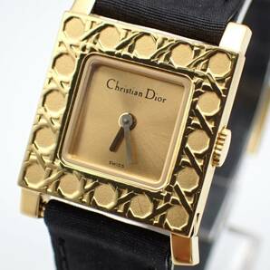 稼働品☆1円～☆Christian Dior クリスチャンディール QZ レディース腕時計 パリジェンヌ D60-159 ゴールド文字盤 スクエア/N032221の画像1