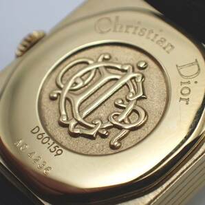 稼働品☆1円～☆Christian Dior クリスチャンディール QZ レディース腕時計 パリジェンヌ D60-159 ゴールド文字盤 スクエア/N032221の画像6