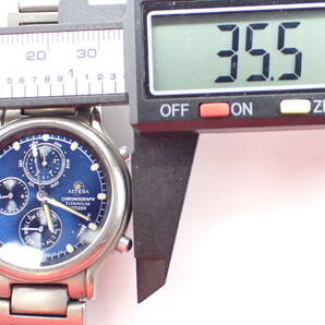1000円～☆CITIZEN シチズン QZ メンズ腕時計 ATTESA アテッサ 6850-G81678 クロノグラフ チタニウム 紺文字盤/N05291③の画像6