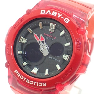 1000円～★稼働 箱付 美品★CASIO カシオ BABY-G ベビーG BGA-270S 赤 スケルトン QZ アナデジ レディース腕時計 H0213-250-2