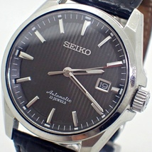 1円～★SEIKO セイコー プレサージュ 6R15-02M0 AT/自動巻き デイト 裏スケ 黒文字盤 メンズ腕時計 H00919_画像1