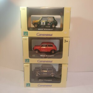 ①HONGWELL Cararama ホンウェル カララマ 1/43「 MINI COOPER 」緑/黄、紺、赤 ミニクーパー 3台セット新品未使用 150