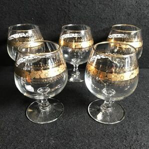 8P85 金縁 金装飾 ブランデーグラス 5客セット グラス 金彩 酒器 食器 洋食器 洋風 1000-の画像1