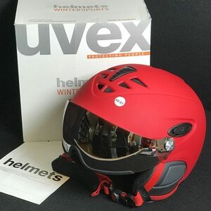 8Y60 美品 Uvex ヘルメット 60-61cm red mat ウィンタースポーツ スキー スノーボード ウベックス 1000-