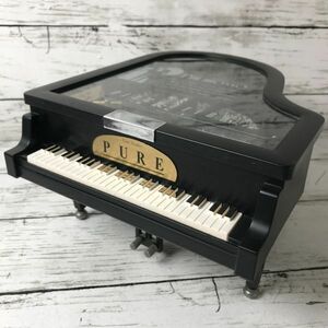 8Y199 ピアノ型オルゴール ジュエリーボックス 黒 曲名SAY YES チャゲアス グランドピアノ MEZZO PIANO 動作確認済み インテリア 1000-