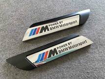 BMW ///M カーステッカー プレート 金属製 車用デカール エンブレム フェンダーバッジ シール 送料無料 2枚セット 210番_画像3