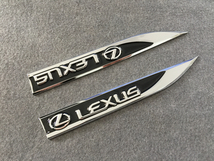 レクサス LEXUS ブラック 車体サイドステッカー 金属製 車用デカール カーステッカー エンブレム 送料無料 2枚セット_画像1
