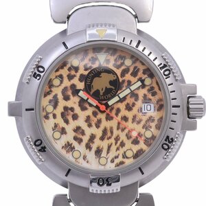  Hunting World 750ps.@ limitation leopard print face self-winding watch men's wristwatch original SS belt [... pawnshop ]