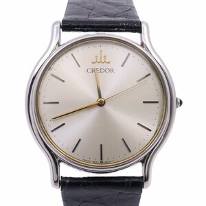 SEIKO セイコー クレドール クォーツ メンズ 腕時計 シルバー文字盤 革ベルト 9571-6000【いおき質店】