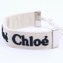 Chloe クロエ Woody ブレスレット リネン/コットン ホワイト×ブラック 【いおき質店】_画像3