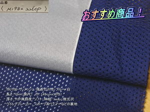 ポリ100 ザ・メッシュ/接着芯付 ブルー/白 10mW巾