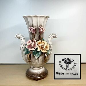 イタリア製　CAPODIMONTE　カポディモンテ　花瓶　花器　花入　アンティーク インテリア　陶磁器製　高さ：約 33cm