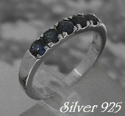  silver 925 silver. sapphire 5 stone attaching ring rhodium coat /8 number.14 number ..