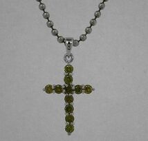 シルバー925銀のグリーンジルコニア十字架クロス ペンダント/ロジウムコート/シルバージュエリーALL50%OFF_画像2