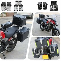 サイドボックス バイク用 サイドケース 左右セット 各38L ルミ製 パニアケース 鍵/取付ネジ付 サポートなし 革裏地 防水 簡単脱着 ブラック_画像8