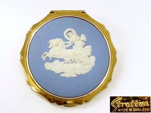 【侍】WEDGWOOD ウェッジウッド ストラットン ジャスパー ペールブルー 曙の女神オーロラ姫 お粉 コンパクト ケース付20-490