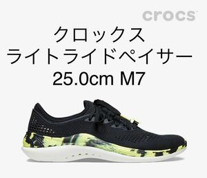 【送料無料】25.0cm M6 クロックス《メンズ》ライトライド 360 マーブル ペイサー/ブラックｘシトラス/ CROCS/LiteRide 360 Marbled Pacer/