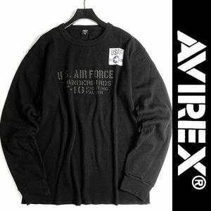 AVIREX アヴィレックス 速乾ワッフル ステンシルプリント クルーネック 長袖 Tシャツ ロンT カットソー 3130032 010 XL ▲015▼bus221us