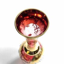Bohemian Glass ボヘミア ガラス グラス チェコスロバキア製 金彩 花瓶 フラワーベース アンティーク ボヘミアングラス ▲020▼bus053gi_画像4