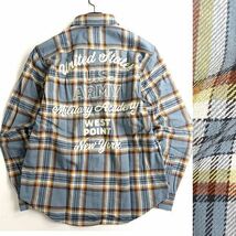 AVIREX アヴィレックス 定価1.4万 フランネルコットン チェーン刺繍 長袖 シャツ ネルシャツ 3220017 110 M ▲028▼bus071us_画像1