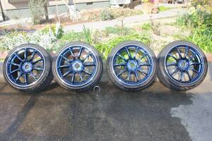 【中古】アドバンレーシングRZⅡ18インチBMW1シリーズ2シリーズ4本225/40/18、245/35/18　RACING INDIGO BLUE&RING