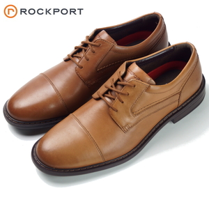 ■ ROCKPORT ロックポート《TRUTECH 軽量・クッション》上質本革 ストレートチップ ビジネス シューズ 26.5 茶ブラウン