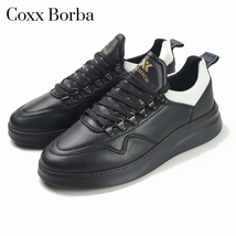 【未使用】コックスボルバ COXX BORBA《上質ポルトガル製》Dリング 厚底 本革レザー スニーカー 44(28) 黒ブラック_画像1