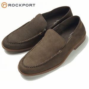 【未使用】ROCKPORT ロックポート《TruTECH 軽量・衝撃吸収》本革ヌバック コンバーチブル モック スリッポン 濃茶 26cm ヴァンプ