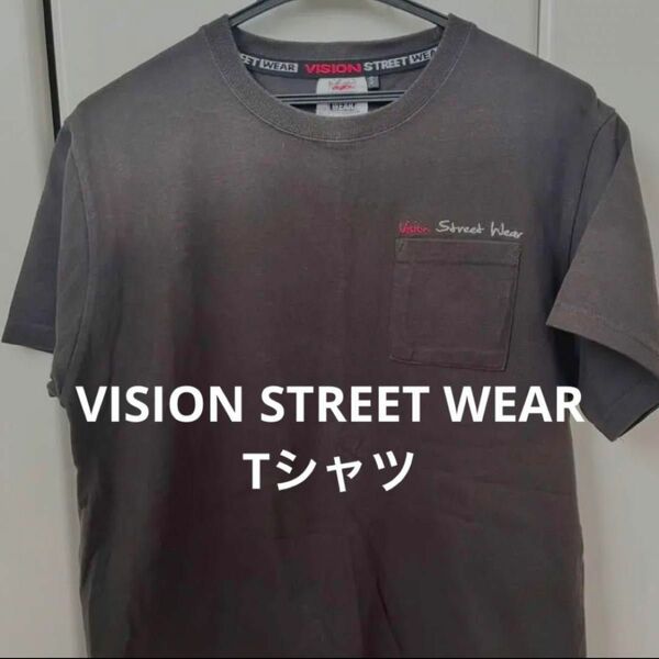 ☆処分☆ VISION STREET WEAR ヴィジョンストリートウェア Tシャツ S ポケットTシャツ 刺繍入り 